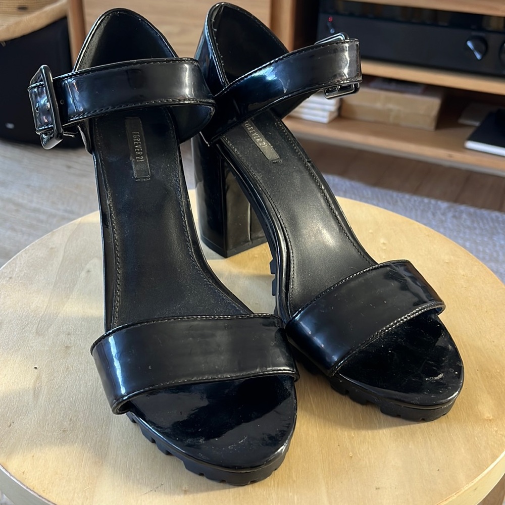Forever 21 Patent Leather Block Heel Sandals